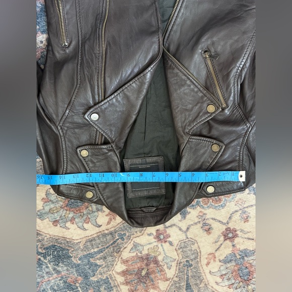 Zara TRF Genuine Real  Leather Women Moto Jacket Medium  Color Chocolate Brown - Picture 6 of 9